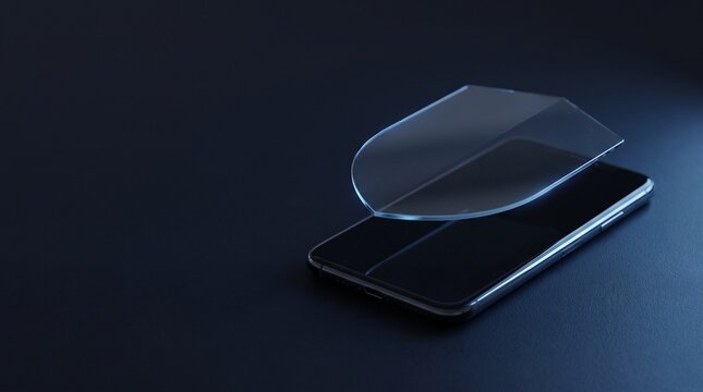 Smartphone with Tempered Glass Screen Protector on Dark Surface