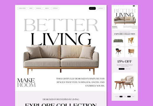 Furniture Landing Page Newsletter