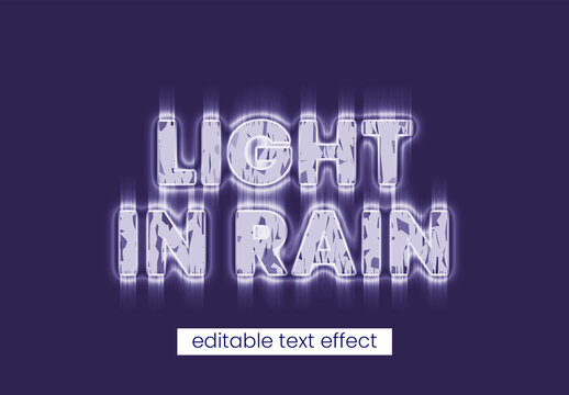 Glowing Light in Rain Editable Text Effect Template