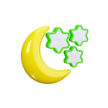 crescent 3d render icons