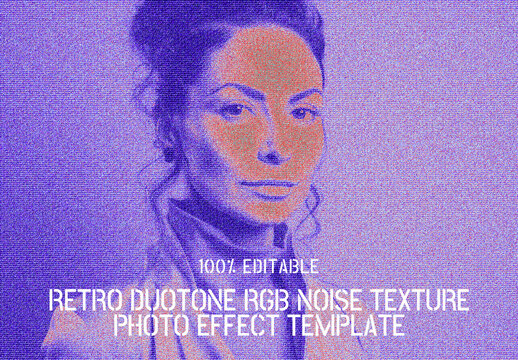 Retro Duotone Noise Texture Photo Effect Template