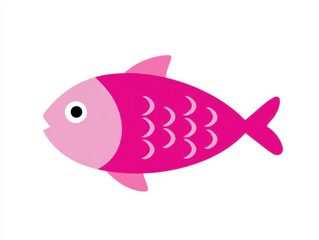 Fototapeta premium Cute pink fish cartoon character