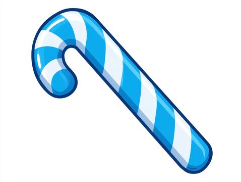 Blue and white striped candy cane vector illustration isolated on white background