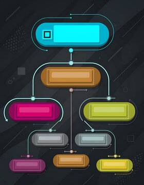 Abstract digital device icons on dark futuristic background.