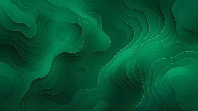 Abstract green topographic map background with 3D paper cut layer wave lines