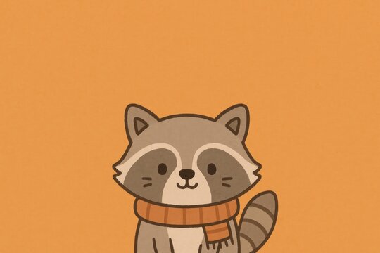 Cute raccoon wearing scarf