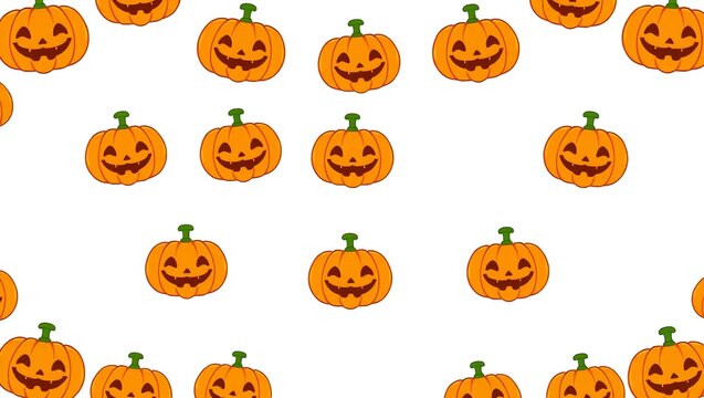 Seamless pattern with cute orange jack-o-lantern pumpkins for halloween celebration