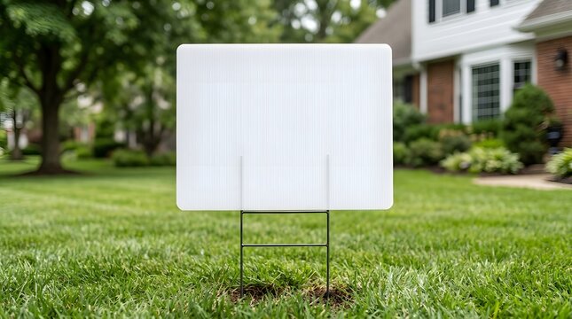 Blank corrugated yard sign isolated. Real estate mockup.