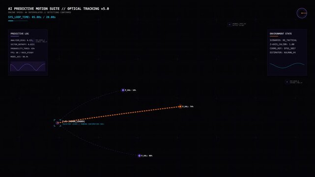 Futuristic hud display with optical tracking data, digital interface concept, ai and machine learning, dark background
