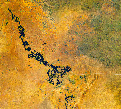 Miory District, Vitebsk Region, Belarus. The Yelnya Swamp. Upland And Transitional Bogs With Numerous Lakes. Elevated Aerial View Of Yelnya Nature Reserve Landscape. Famous Natural Landmark