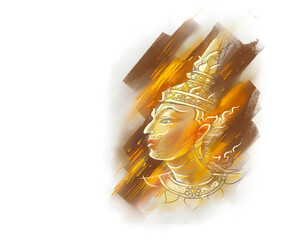 abstract of human face in Thai art digital art for card illustration decoration