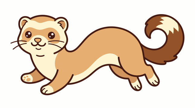 Cute cartoon ferret running playful kawaii animal vector illustration with mustelid