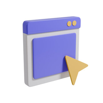 3d illustration render of a web browser window with a pointer for the dashboard icon