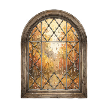 Autumn rain on amber window background for moody website headers and banners