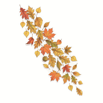 Falling leaf gradient cascade for autumn web graphics and social media content