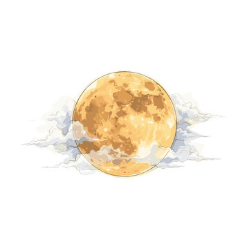 Harvest moon cloud veil abstract watercolor for digital editorial and online publications