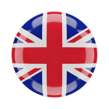 United kingdom flag glossy round button icon isolated on transparent background