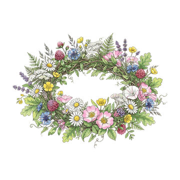 Midsummer solstice flower crown wreath for bohemian decor shops and festival designs