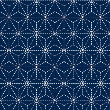 Sashiko asanoha flat seamless pattern design