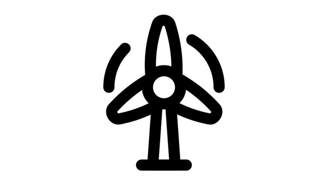 wind turbine animated Line Icons Premium 4K, Modern Minimal Outline Motion Graphics Collection