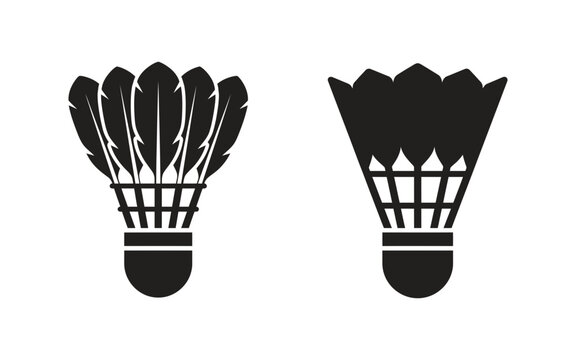 Black silhouettes of badminton shuttlecocks depict sports equipment