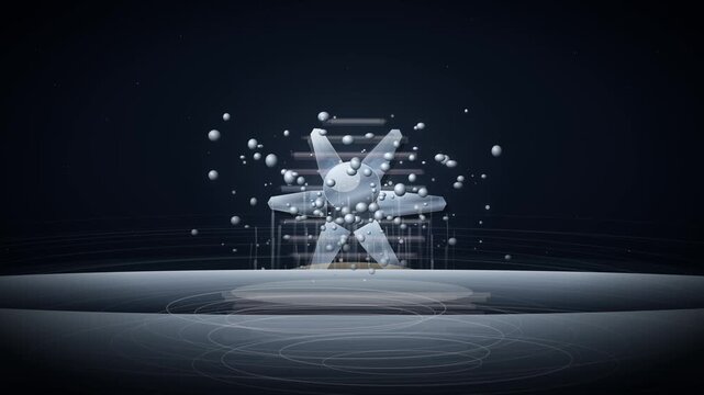 Dynamic 3D Animation Featuring A Flowing Liquid Metal Logo Reveal With Floating Spheres And Abstract Light Elements