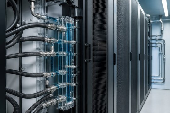 Liquid cooled data center server racks and manifolds
