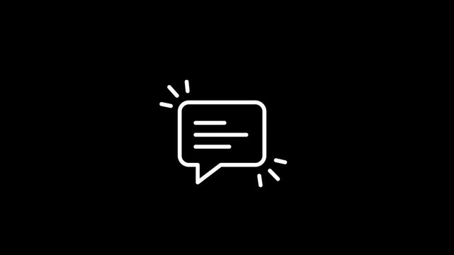 Animated chat alert icon on a transparent background. Loop animation for interface, app, web, video editing and design. Alpha Channel 4K.