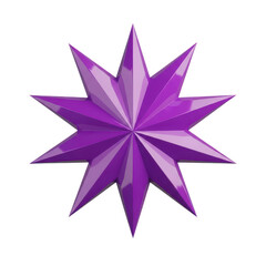 Fototapeta premium Purple eight pointed star icon in a flat pixel art style isolated on transparent background