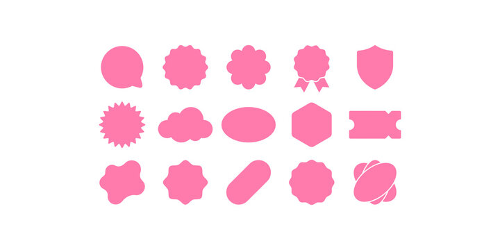 Set of various pink decorative frames and speech bubbles isolated on a white background for graphic design
