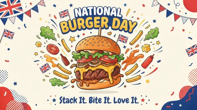 National burger day colorful celebration illustration
