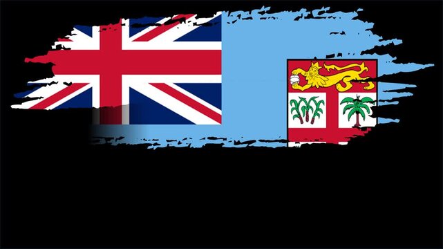 Fiji Flag Grunge Brush Stroke Animation, Fiji National Flag, Fijian Flag Patriotic Motion Background