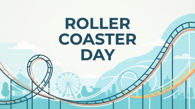 Roller coaster day fun illustration with tracks