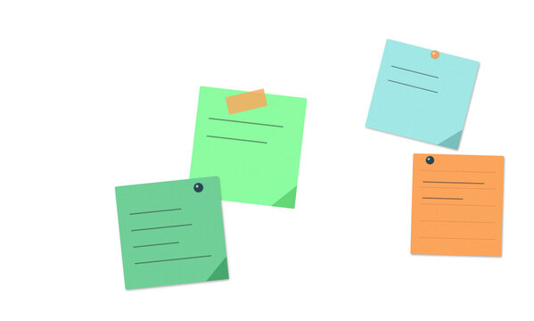 Colorful sticky notes with text on a flat design background