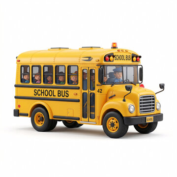 Bus scolaire jaune transportant des enfants en illustration 3D