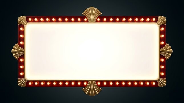 Classic movie poster billboard template featuring a vintage marquee border with light bulbs.