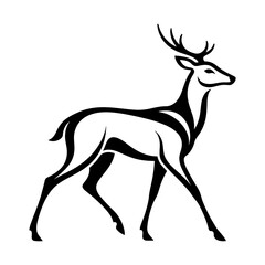 Fototapeta premium Walking Deer Line Art Vector Silhouette Gazelle Antelope