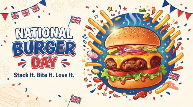 Colorful national burger day celebration illustration