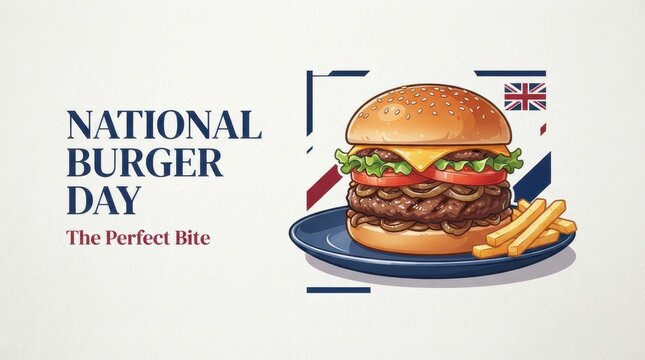 National burger day illustration with burger and fries