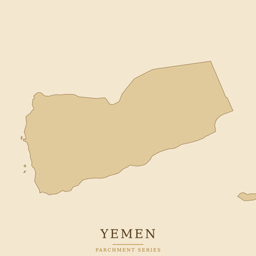 Minimalist map of yemen, stylized in a vintage parchment paper aesthetic, vector illustration of the country borders