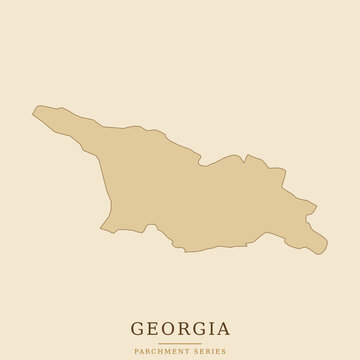 Minimalist map of georgia, a country in the caucasus region of eurasia, stylized in a vintage parchment paper aesthetic for design projects