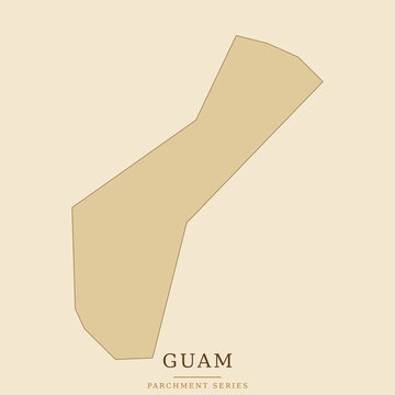 Minimalist map of guam, stylized as a parchment paper design, vector illustration of the island territory in the pacific ocean