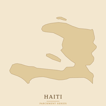 Stylized map of haiti in a vintage parchment paper aesthetic, minimalist vector illustration of the caribbean nation silhouette