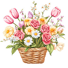 Obraz premium Elegant floral arrangement isolated on a white background, perfect for advertising