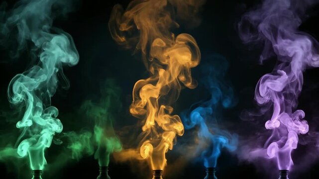 見えない瓶から立ち上る色とりどりの魔法の煙