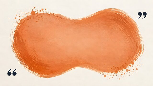 Orange oval brush stroke frame for quotes background on white paper canvas texture.