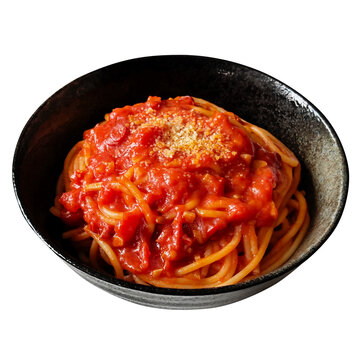 アラビアータ 1皿の切り抜き。自家製の手作りトマトソースパスタ・スパゲッティ・イタリアンやカフェメニュー用フードデザイン素材