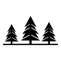 Obraz premium Three black silhouette pine trees landscape