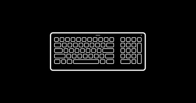 computer keyboard, simple hardware peripheral symbol for ui design, vector illustration on black background