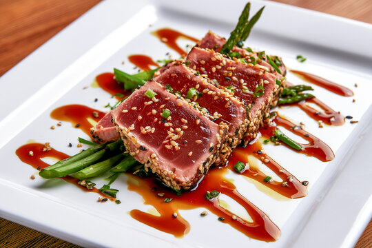Seared tuna with sesame and soy sauce